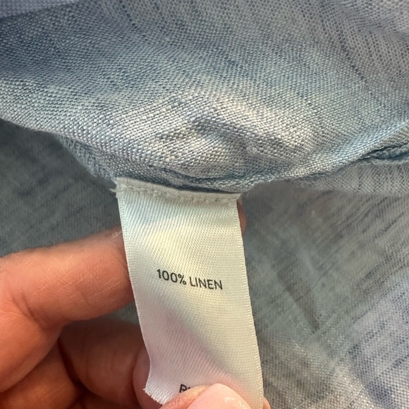 J Jill Love Linen Light Blue Lightweight Long Sleeve Button Down Top Size Large - Picture 4 of 10